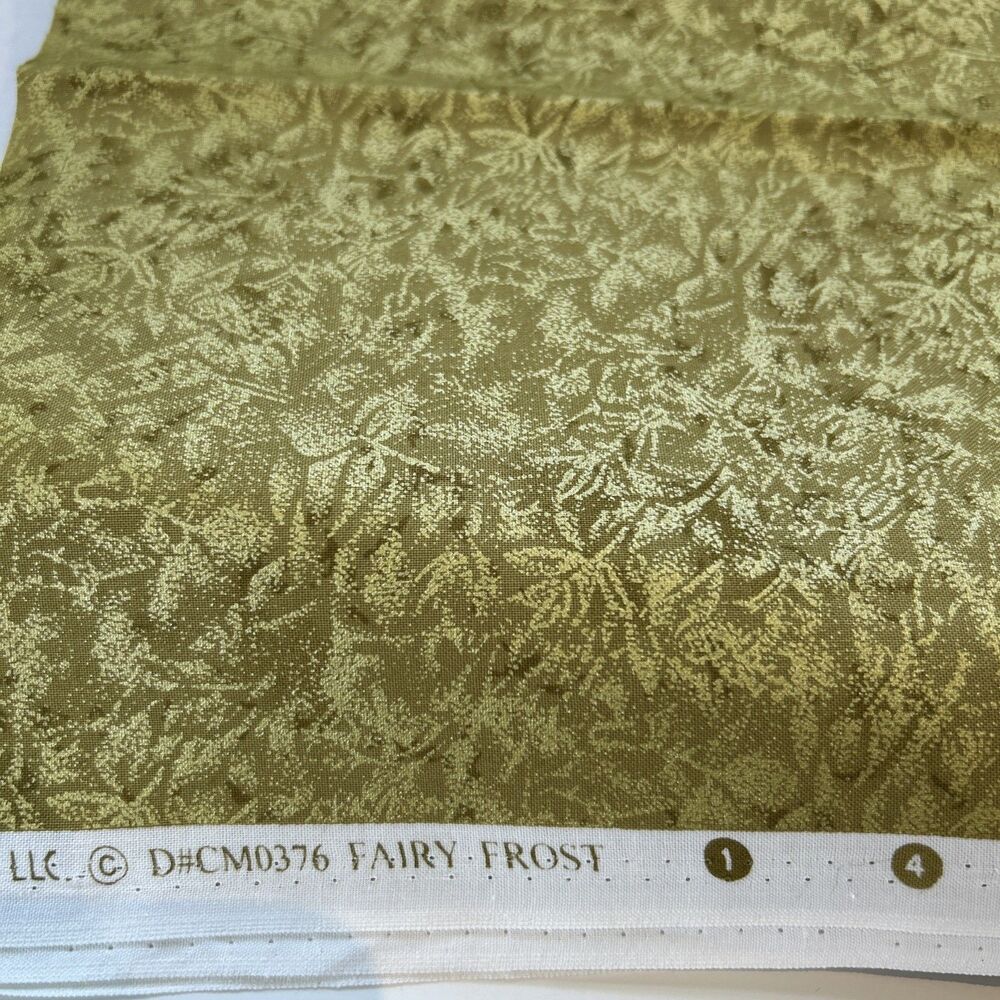 Michael Miller Fairy Frost Green Shimmery Cotton Quilting Fabric 1 Yd X 44"